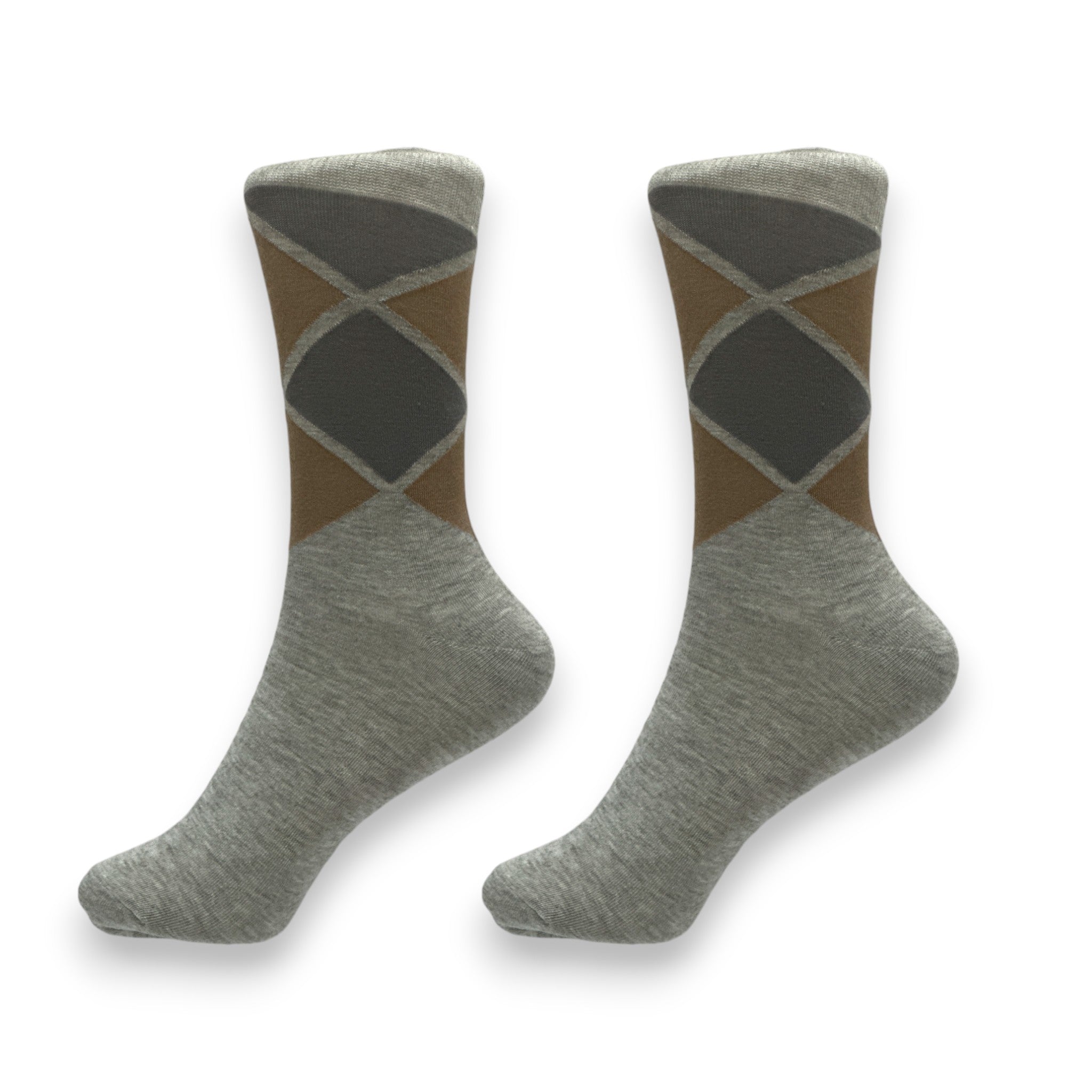 Brown and Orange Argyle Socks