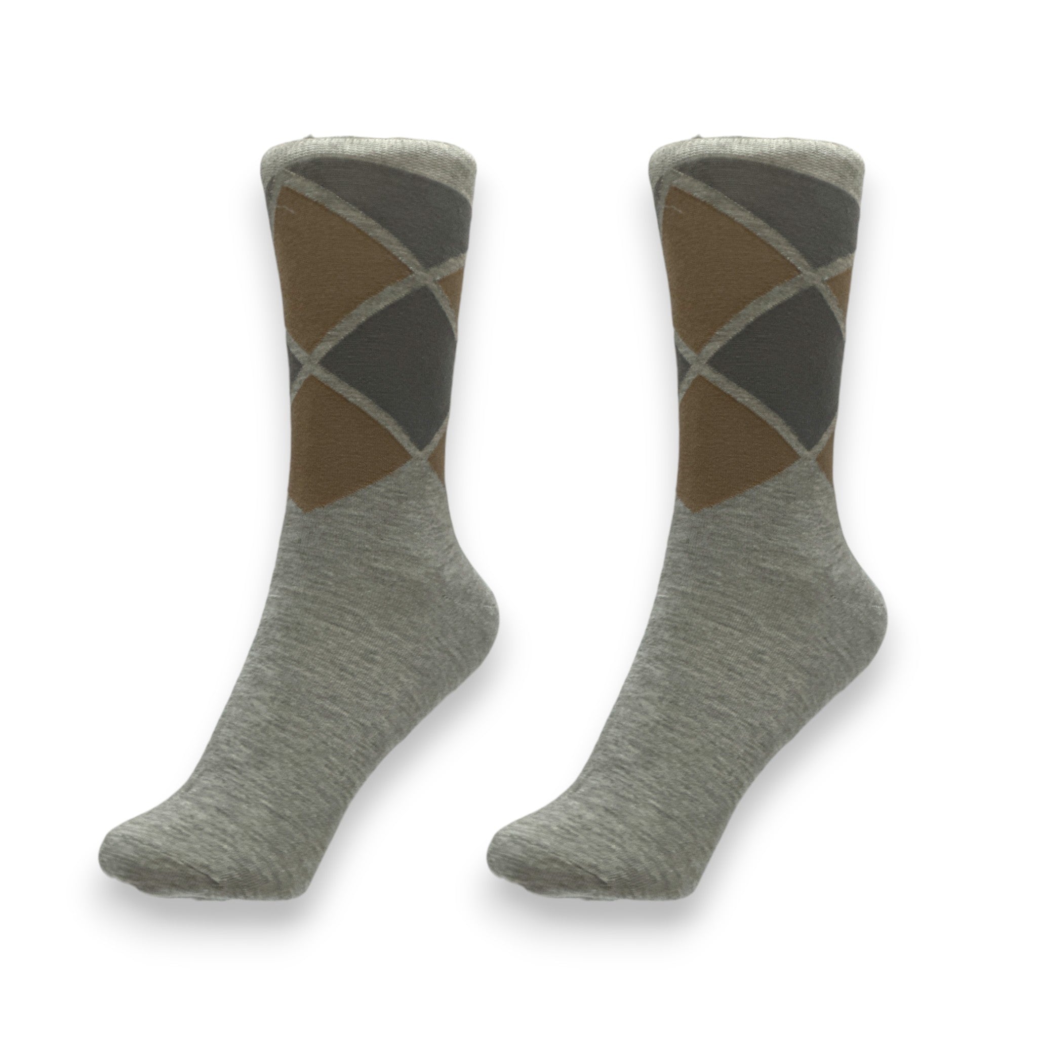 Brown and Orange Argyle Socks