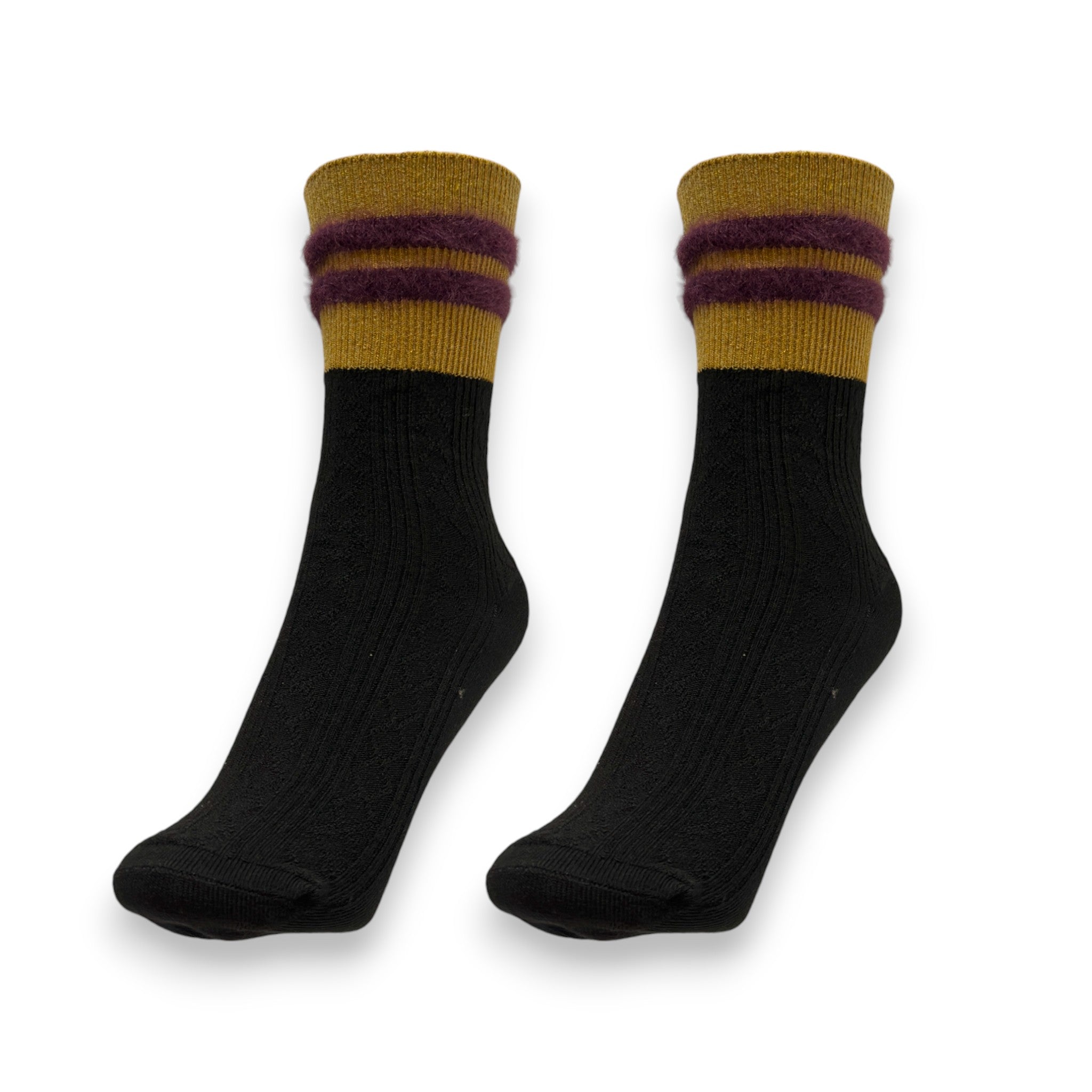Striped Ankle Socks with Ribbon