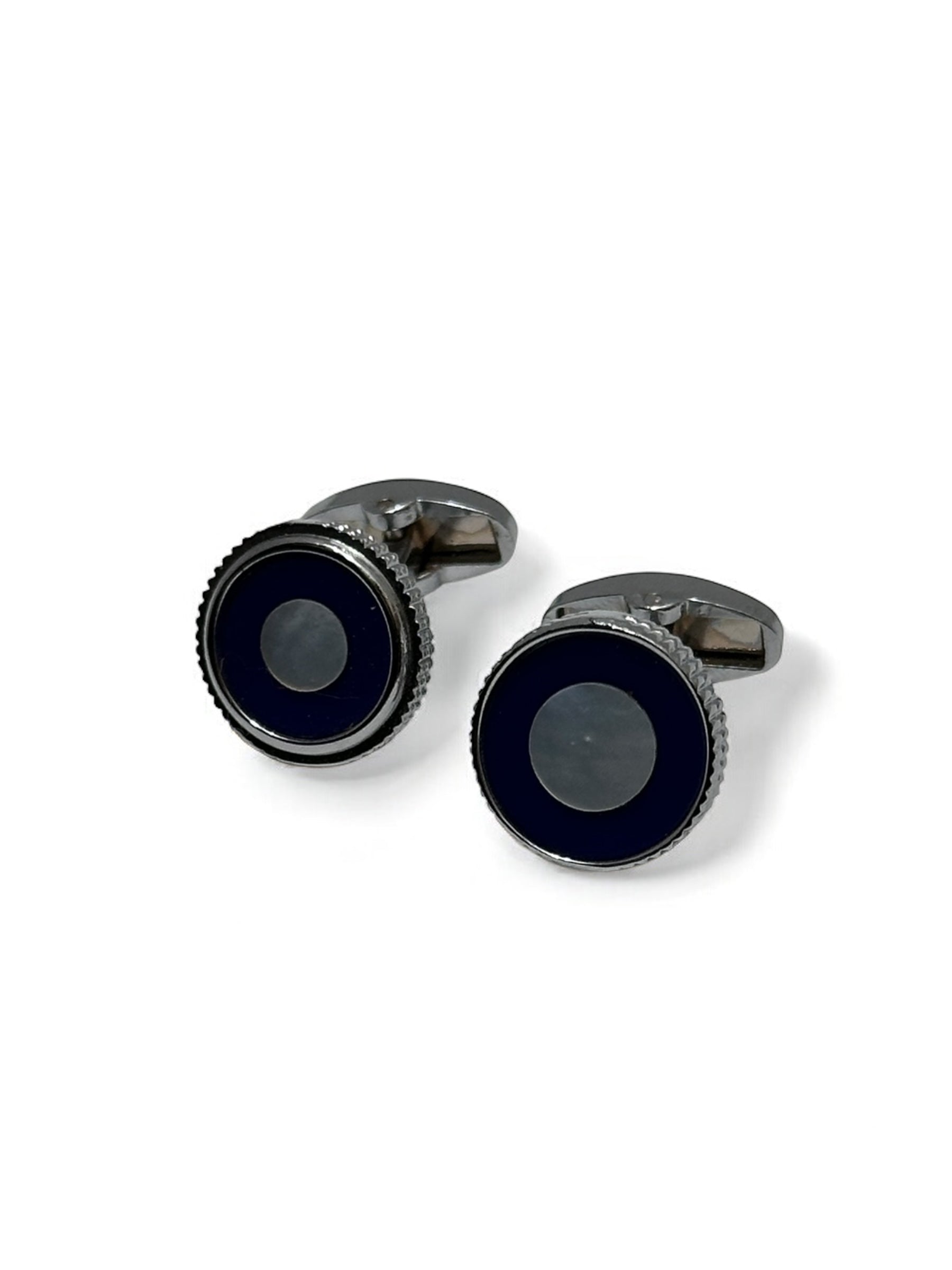 Modern Blue Accent Silver Cufflinks
