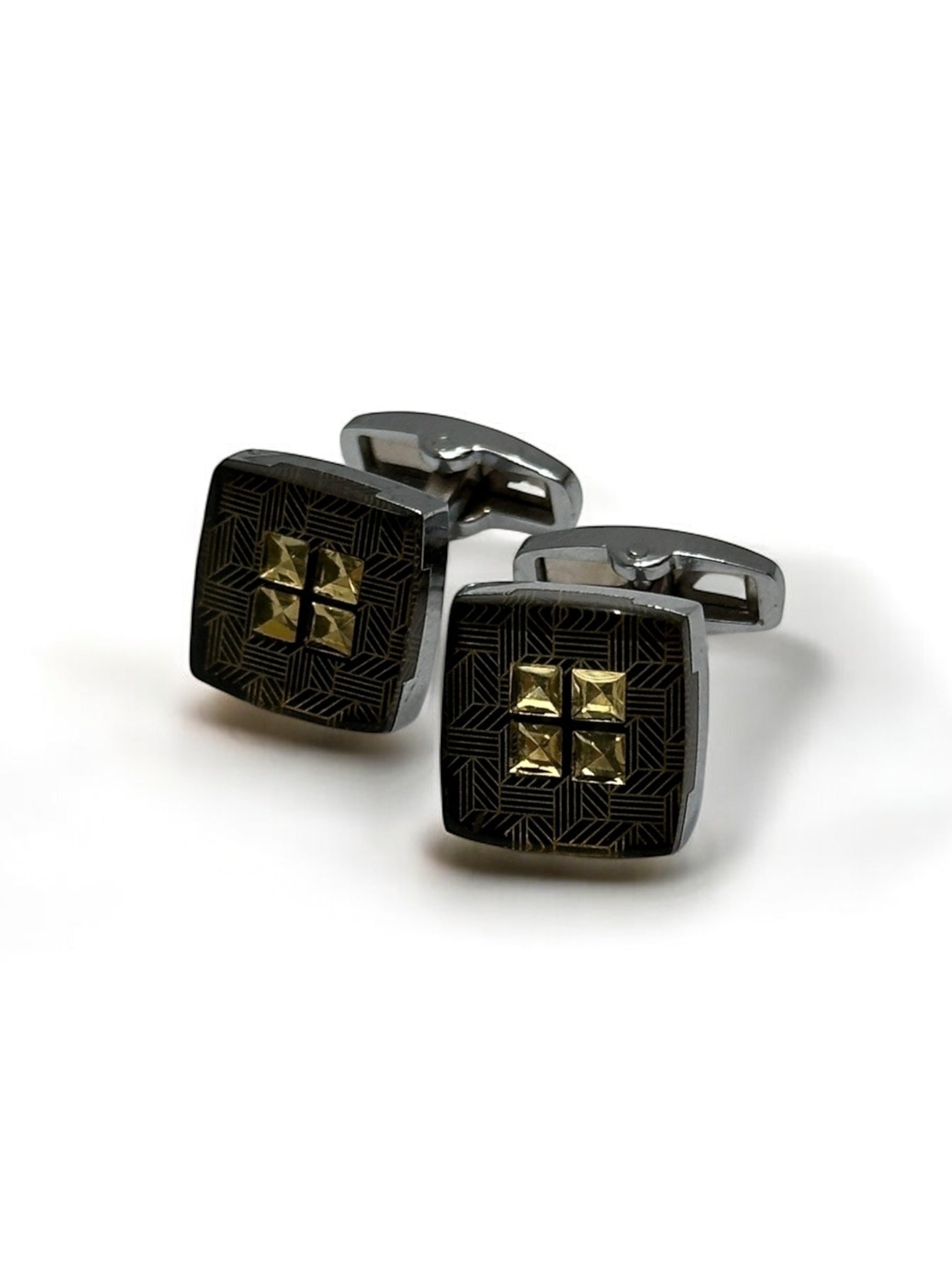 Gold Checkered Square Cufflinks