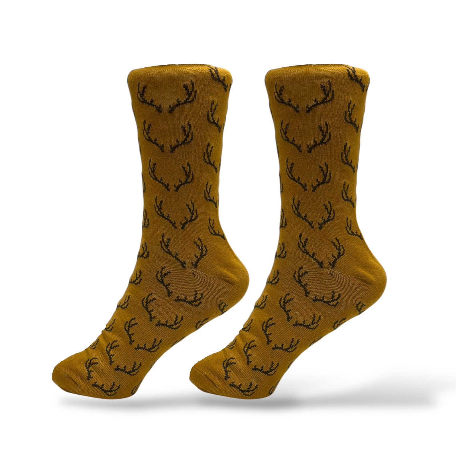 Mustard Antler Print Socks