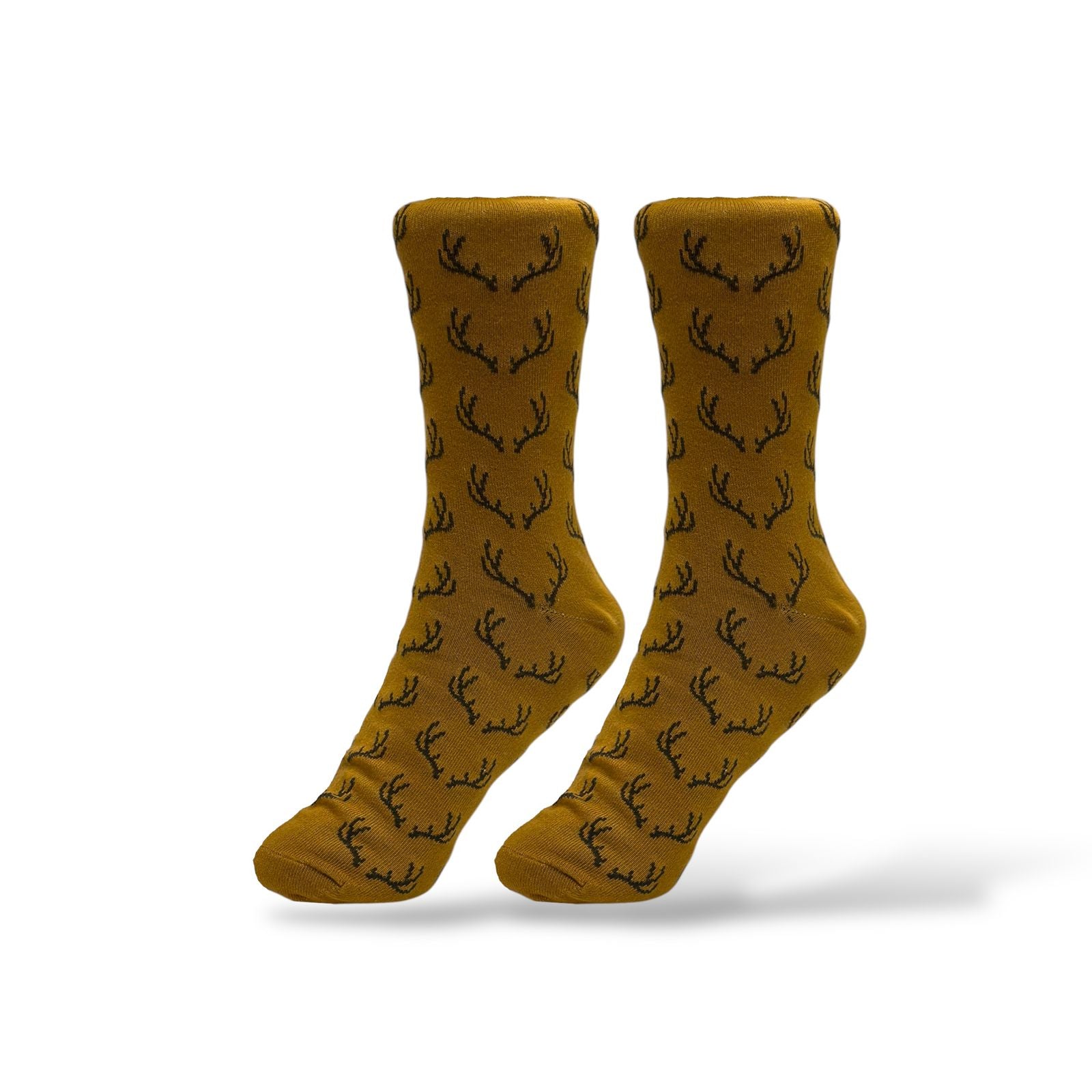 Mustard Antler Print Socks